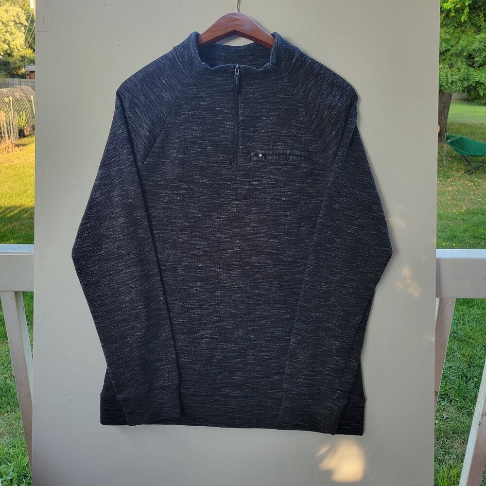 Marc Anthony Shirt Men Small Slim Fit Pullover 1/4 Zip Black‎ & Gray